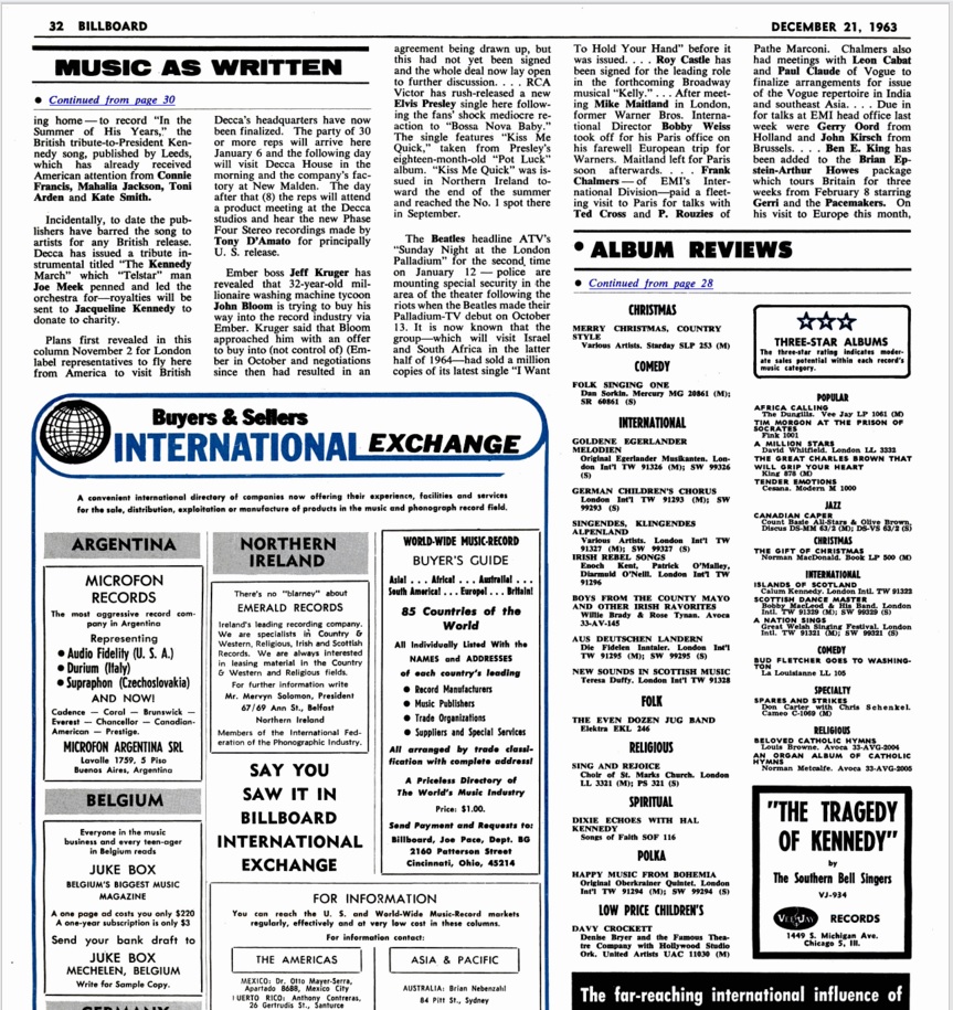 Billboard Magazine, December 21, 1963